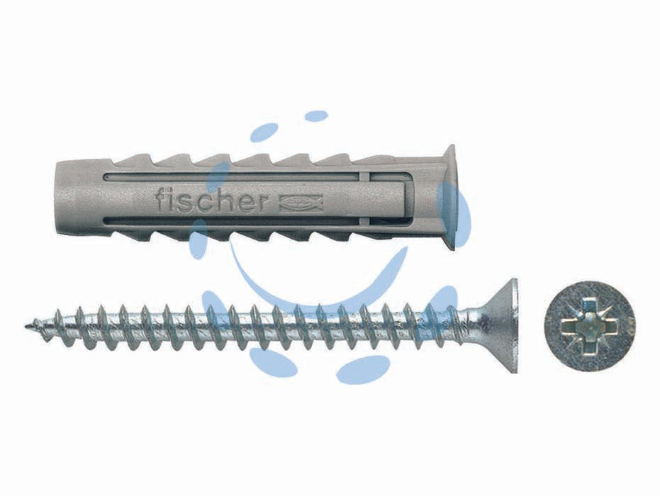 Tassello in nylon con vite sx-s - ø mm.5x30 vite mm.4x30 - fornito con vite per truciolare in acciaio zinco cromato con testa svasata piana e impronta pozdrive