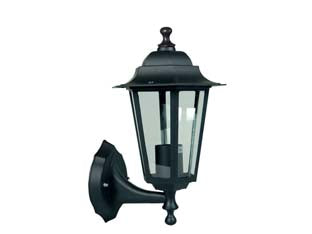 Lanterna con braccio inferiore modello berlino - 60w IP44 mm.215x325h. colore nero - struttura in alluminio verniciato, vetri trasparenti