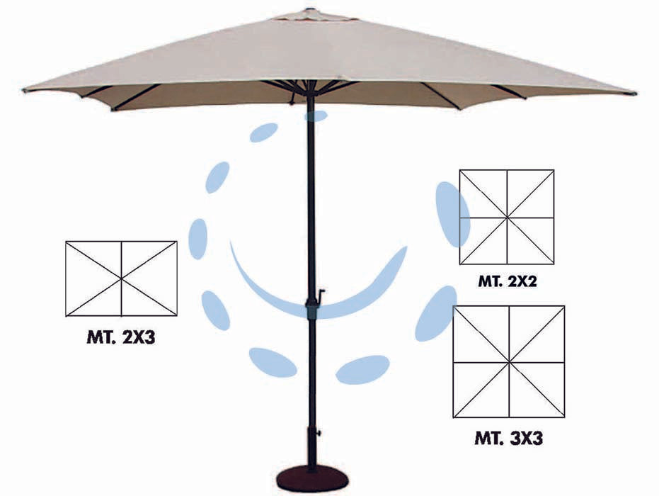 Ombrellone in metallo con manovella - cm.200x300 palo ø mm.38 a 6 stecche - struttura in metallo color antracite, copertura in poliestere 160 gr/mq colore beige, (base non compresa)