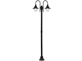 Lampione 2 luci su palo modello parigi - 2x100w IP44 cm.76x230h. colore nero - struttura in alluminio verniciato, sfere in policarbonato