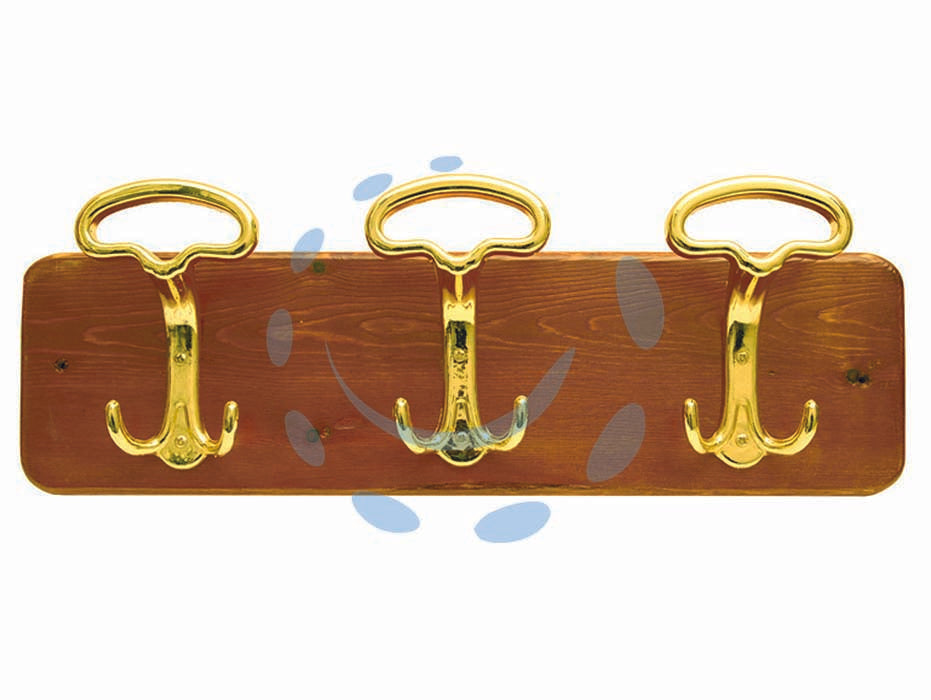 Portabiti lady 3 posti noce/oro - cm.48x16,5h. - in legno colore noce con ganci in metallo oro