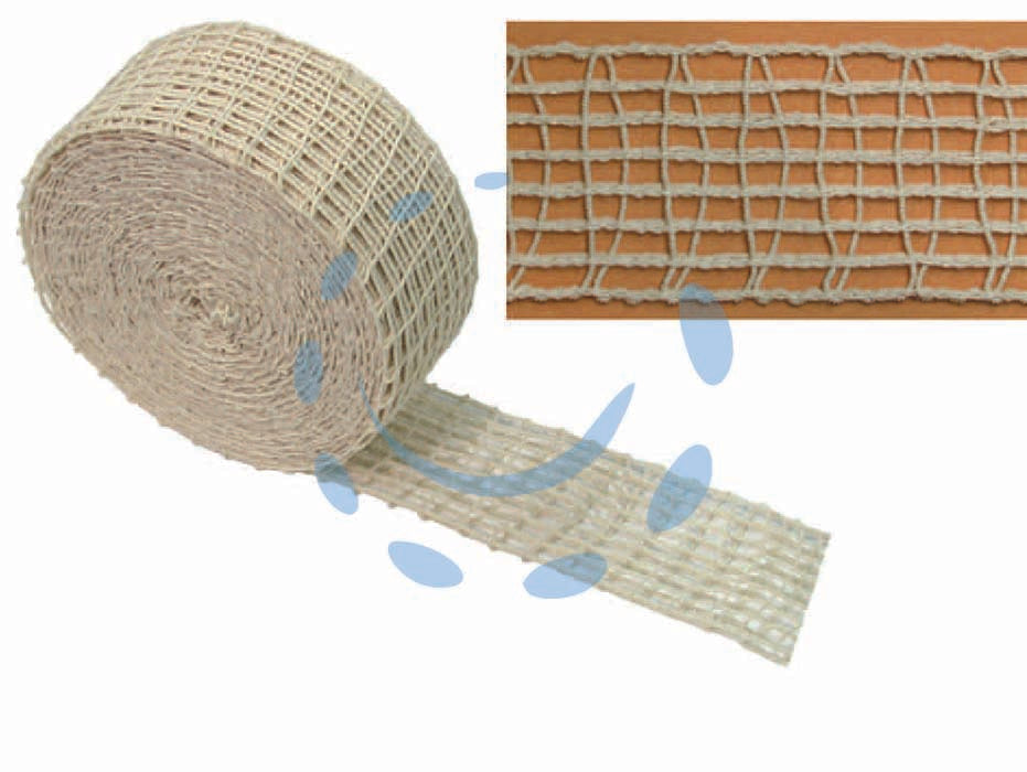 Rete elastica per stagionatura insaccati trama singola - ø mm.85 maglia a 12 quadri - rete alimentare in cotone adatta per salumi, la ricopertura del lattice è fatta con due fili in cotone, composizione: cotone ...