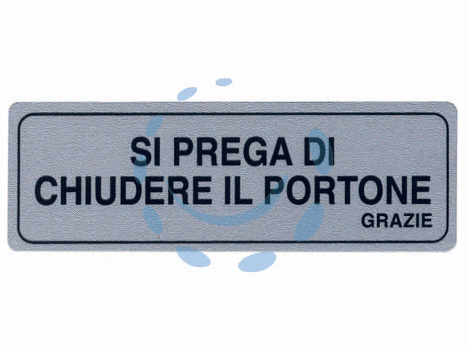 Targhetta adesiva si prega di chiuedere il portone grazie - cm.15x5h. - in PVC