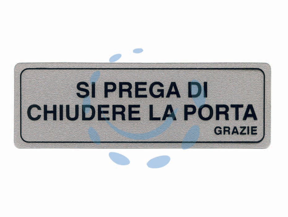 Targhetta adesiva si prega di chiudere la porta grazie - cm.15x5h. - in PVC