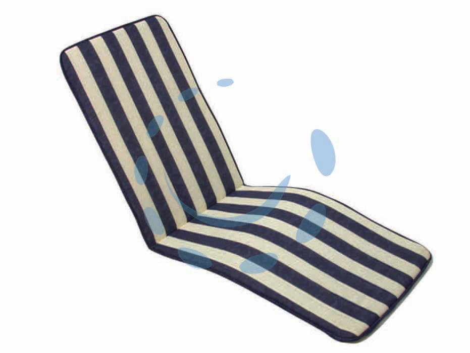 Cuscino capri a righe blu per poltrona pieghevole - cm.49x157h. spessore cm.3 - tessuto in cotone, righe bianco/blu