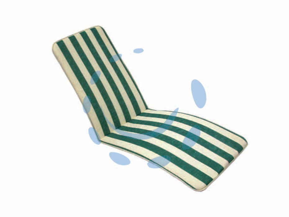 Cuscino capri a righe verdi per poltrona pieghevole - cm.49x157h. spessore cm.3 - tessuto in cotone, righe bianco/verde