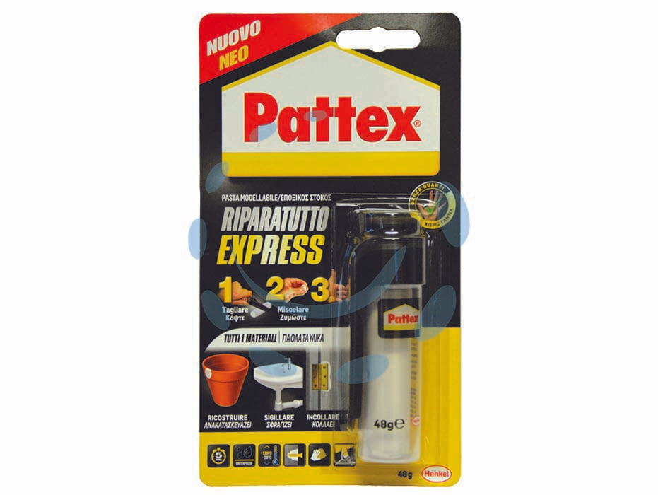 Pattex ripara express - gr.48 - in blister, adesivo modellabile in pasta a base di resine epossidiche ideale per riparare tutti i materiali in legno, metallo...