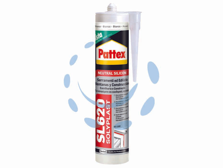 Pattex silicone sista sl 620 neutro trasparente - ml.300 - in cartuccia, adesivo sigillante siliconico neutro colore trasparente. ideale per sigillature in edilizia, lattonerie, pareti...