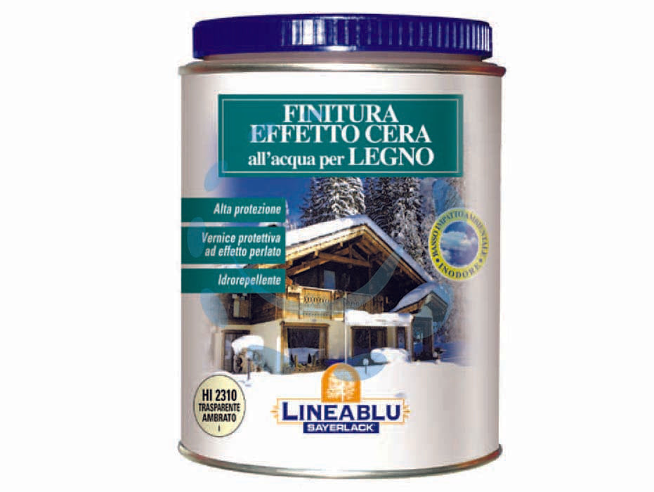 Finitura allacqua effetto cera per legno - HI 2310 trasparente ambrato ml.750 - dove si applica: manufatti in legno per interno e per quelli posti all'esterno, infissi, balconi, perlinature, travature, cot...