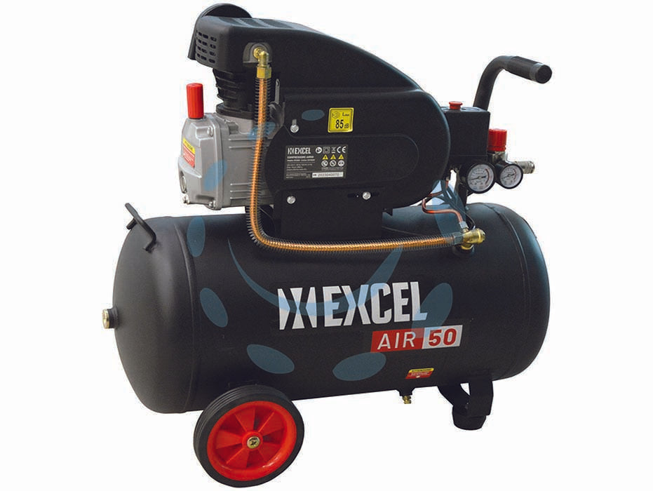 Compressore coassiale lubrificato a olio air 50 lt.50 hp 2 monofase - 1500W, Hp 2, 8 bar, 115 psi, 230V, 50Hz, doppio manometro, attacco rapido profilo Germania, maniglia tipo L, ruote 6', uscita...