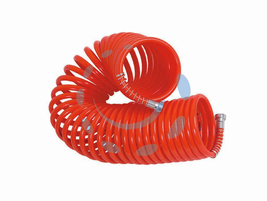 Tubo a spirale per compressori con attacchi a baionetta - ø mm.6x8 mt.30 - spirale nylon, colore arancio