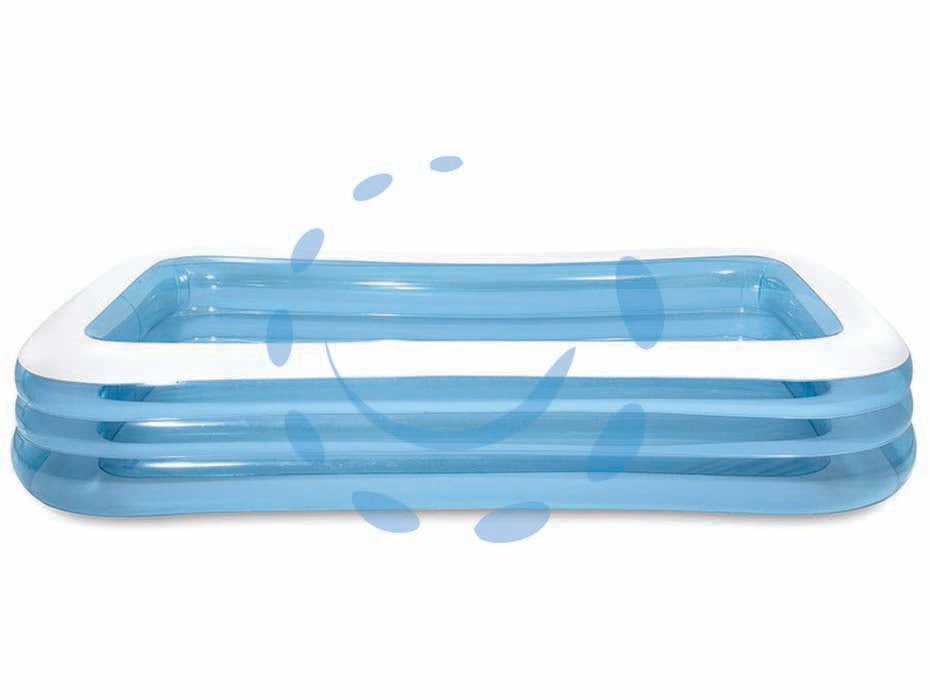 Piscina gonfiabile rettangolare  +6 anni - cm.305x183x56h. - peso kg.7,3 (58484) - in vinile spessore mm.0,32, capienza d'acqua lt.1020, 3 camere d'aria ciascuna con doppia valvola di sicurezza e valvola di s...