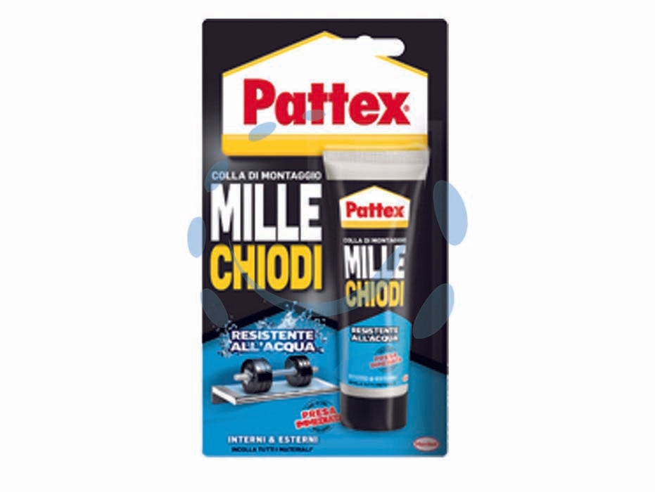 Pattex millechiodi water resistant per esterni e interni - gr.100 - in blister, adesivo di montaggio a base di resine sintetiche non contiene solventi, presa immediata per effetto ventosa. idea...