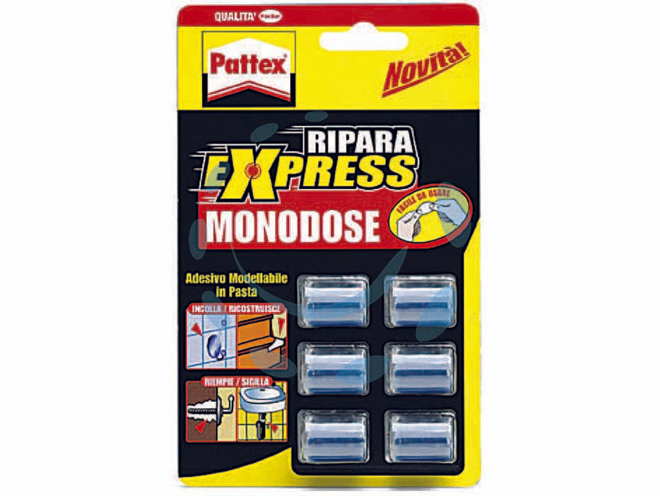 Pattex ripara express monodose - gr.30 con 6 monodosi - in blister, adesivo modellabile in pasta a base di resine epossidiche per incollare/ricostruire, ideale per riparare tutti i ...