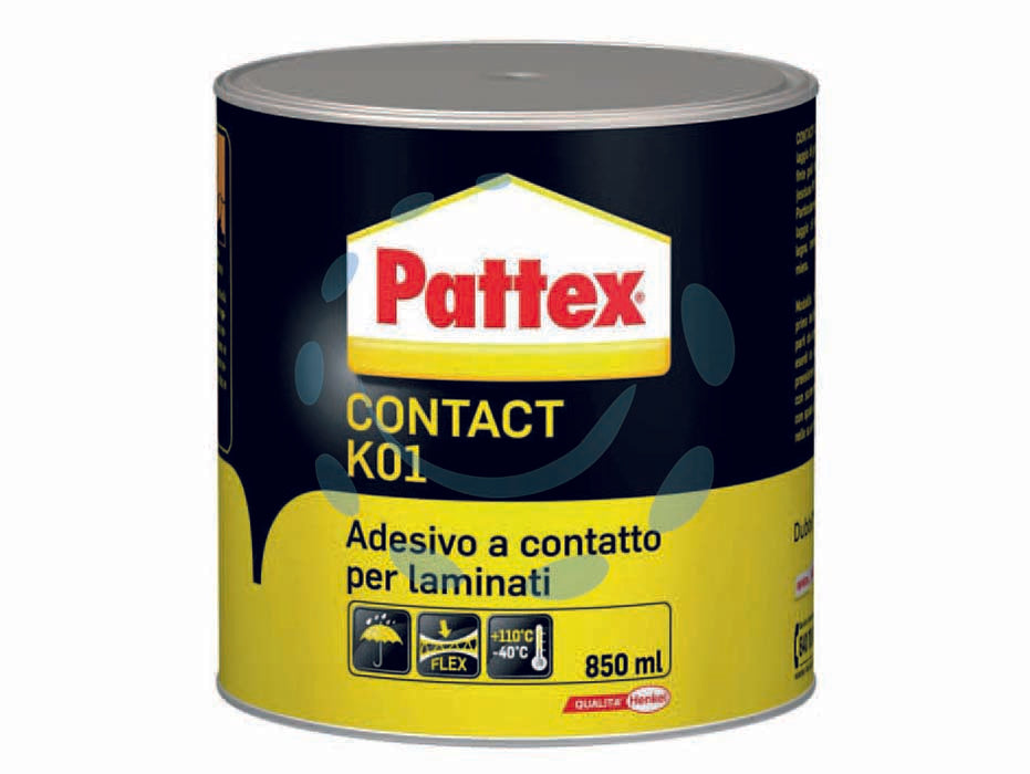 Pattex contact k01 - gr.850 - in barattolo, adesivo policloroprenico a contatto. indicato per laminati plastici decorativi su legno, compensato, truciolare...