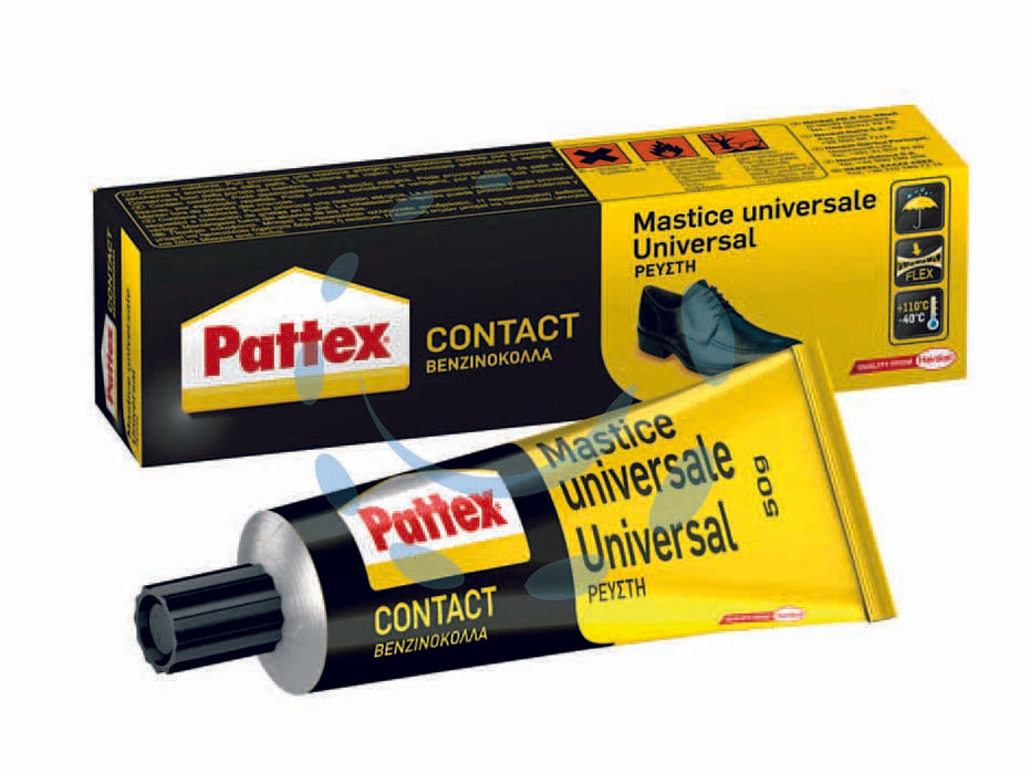 Pattex mastice universale - gr.50 - in astuccio, adesivo a contatto universale applicabile facilmente con pennello o spatola dentata. presenta una forte presa in...