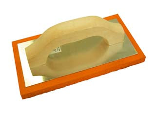 Frattone in spugna arancio manico legno - cm.21,5x13,5 - supporto in alluminio manico in legno