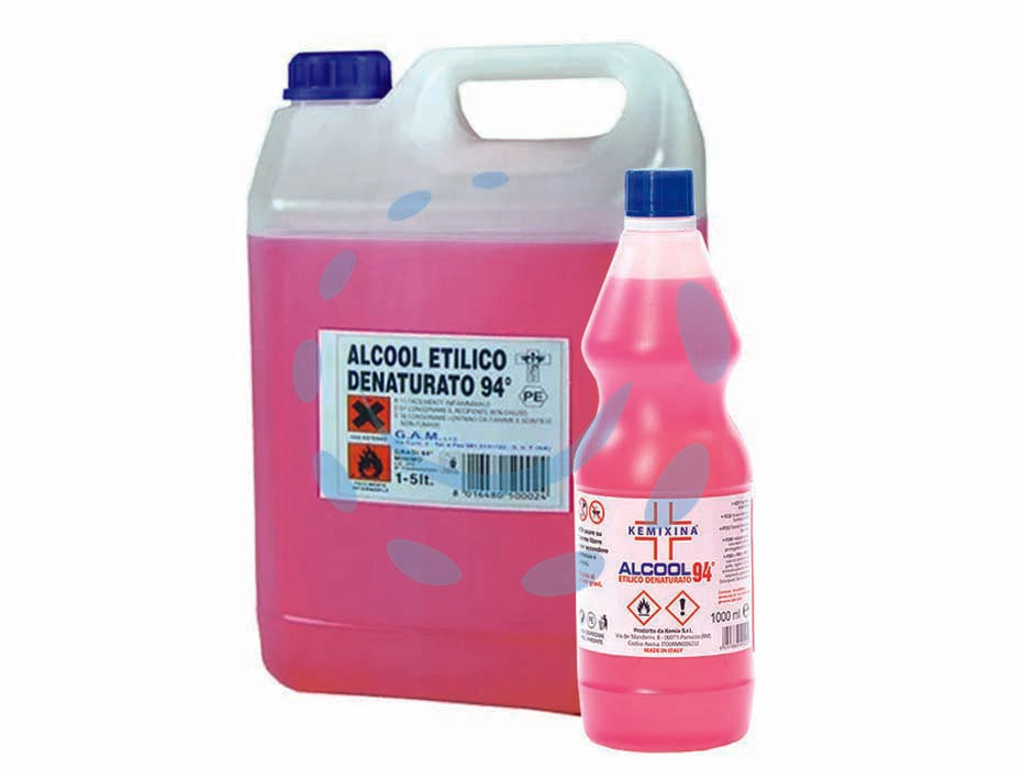 Alcool etilico denaturato 94° - lt.1 - per uso industriale, ottimo solvente per gomma lacca