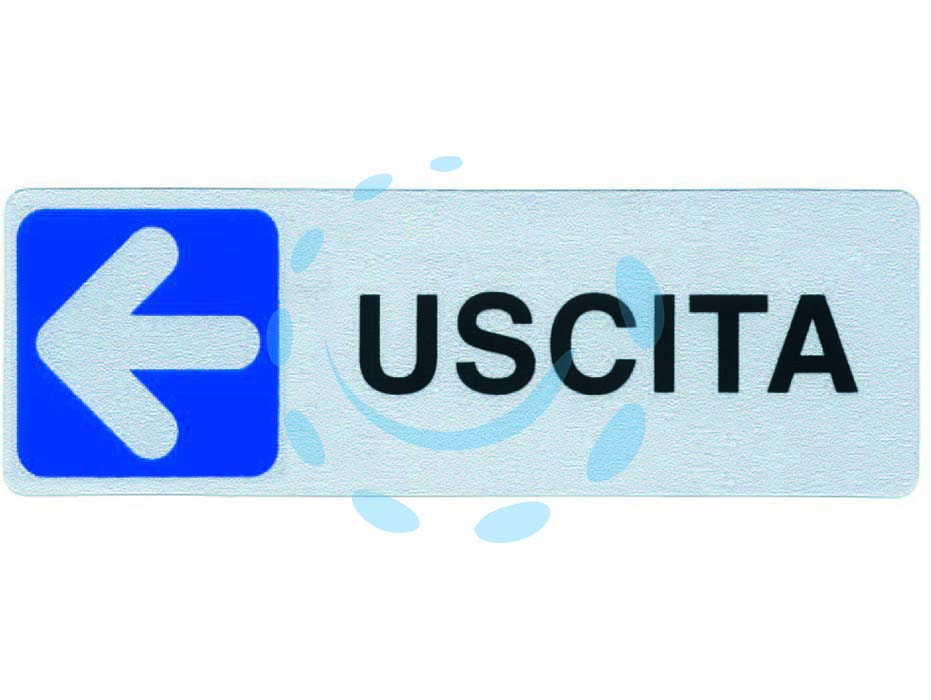 Targhetta adesiva uscita (freccia a sinistra) - cm.15X5h. - in PVC