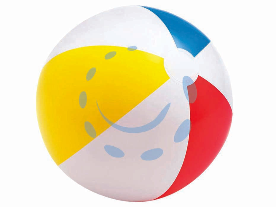 Pallone gonfiabile glossy a spicchi colorati +3 anni - ø cm.51 - peso kg.0,08 (59020) - in vinile spessore mm.0,18, colore bianco con spicchi blu, rosso e giallo