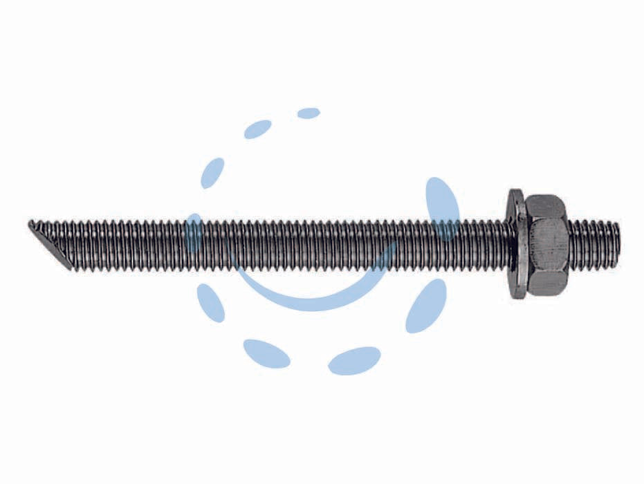 Barra filettata in acciaio classe 5,8 fis - FIS M ø mm.12x135 - in acciaio zincato c/dado e rosetta e punta inclinata di 45°