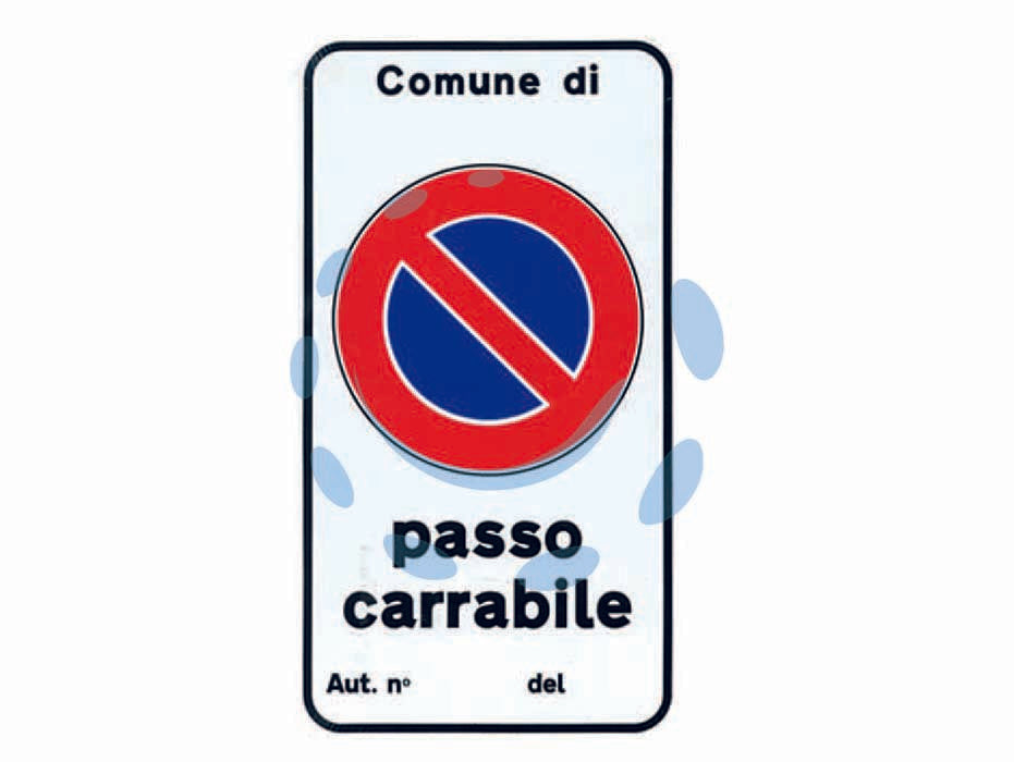 Cartello passo carrabile autizzazione n. - cm.25x45h. - con numeri adesivi di colore nero, in polipropilene compatto