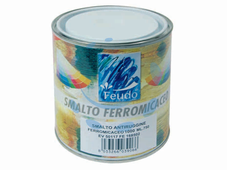 Smalto sintetico ferromicaceo (anti lack) - ml.750 grafite RAL 1000 - monocomponente di facile applicazione, specifico per ferro e ferro battuto, di colore satinato metallico, applicazione: penne...