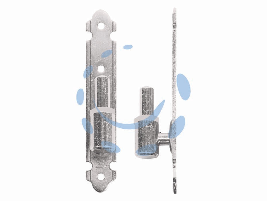 Cardine a legno per bandella su lama a filo perno fisso - mm.26x160h. perno ø mm.12 - ferro zincato bianco - serie PESANTE