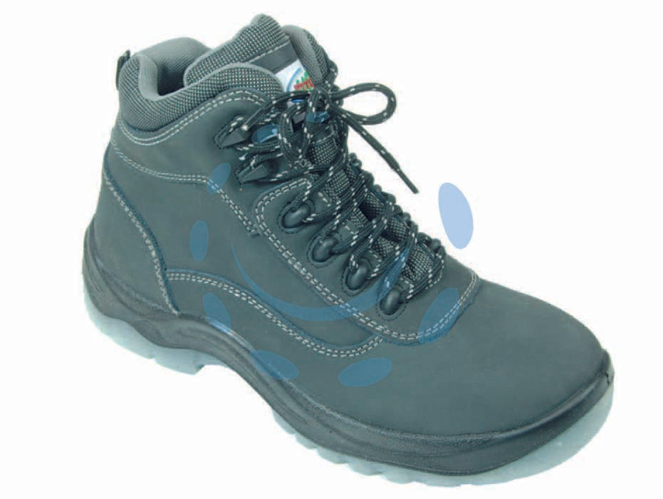 Scarpa da lavoro alta pelle rovesciata s3 kevlar - n°39 - CE EN ISO 20345 S3 tomaia in pelle rovesciata nera impermeabile con doppie cuciture, allacciatura normale, la marcatura EN IS...