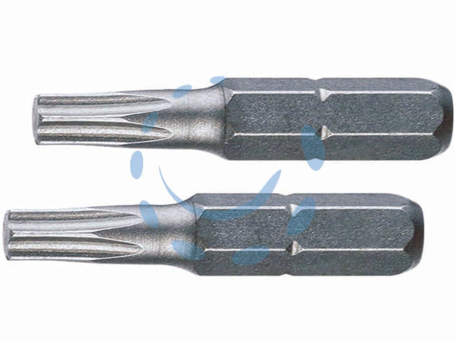 Inserti testa torx in blister per avvitatori mm.25 - mm.25 TORX TX 15  in blister 2pz. - acciaio cromo vanadium sabbiato, attacco esagonale 1/4'