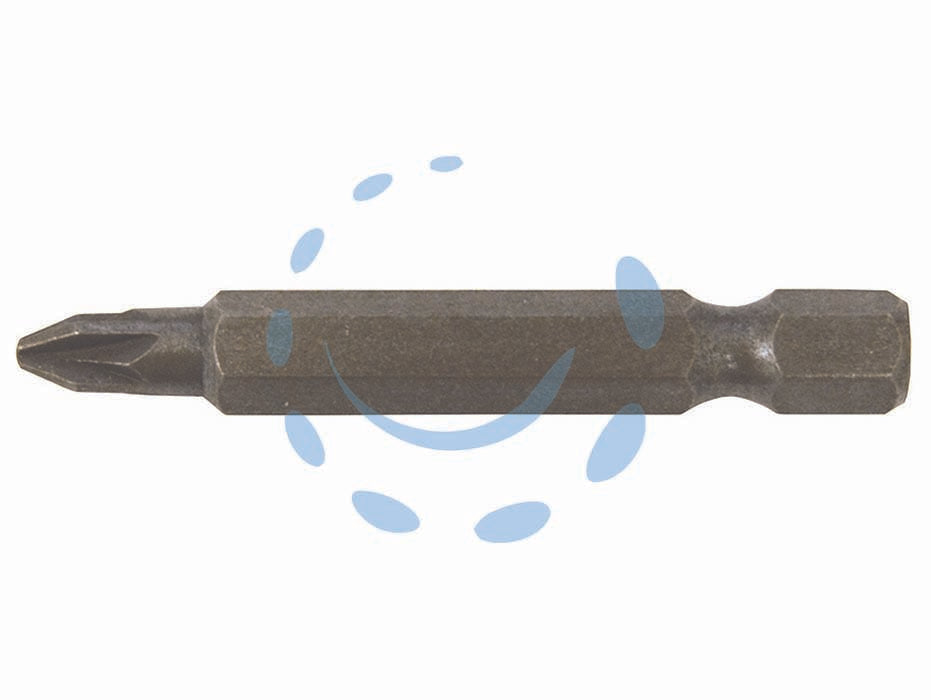 Inserti a croce pozidrive per avvitatori mm.50 - mm.50 PZ 1 - acciaio cromo vanadium sabbiato, attacco esagonale 1/4'