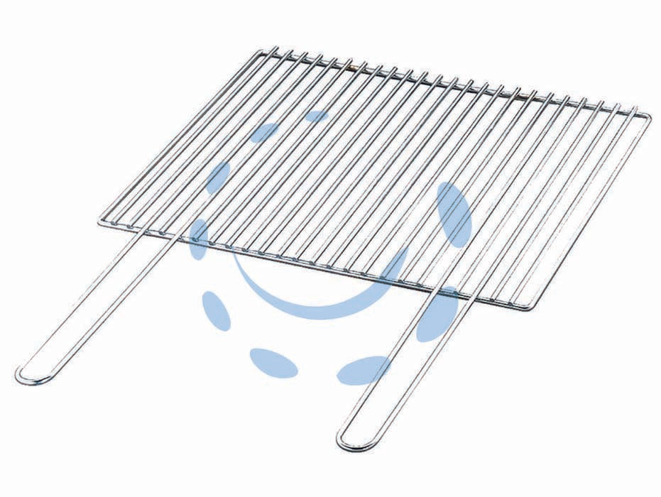 Griglia per barbecue in muratura - cm.43,5x33 - in acciaio cromato con due manici fissi