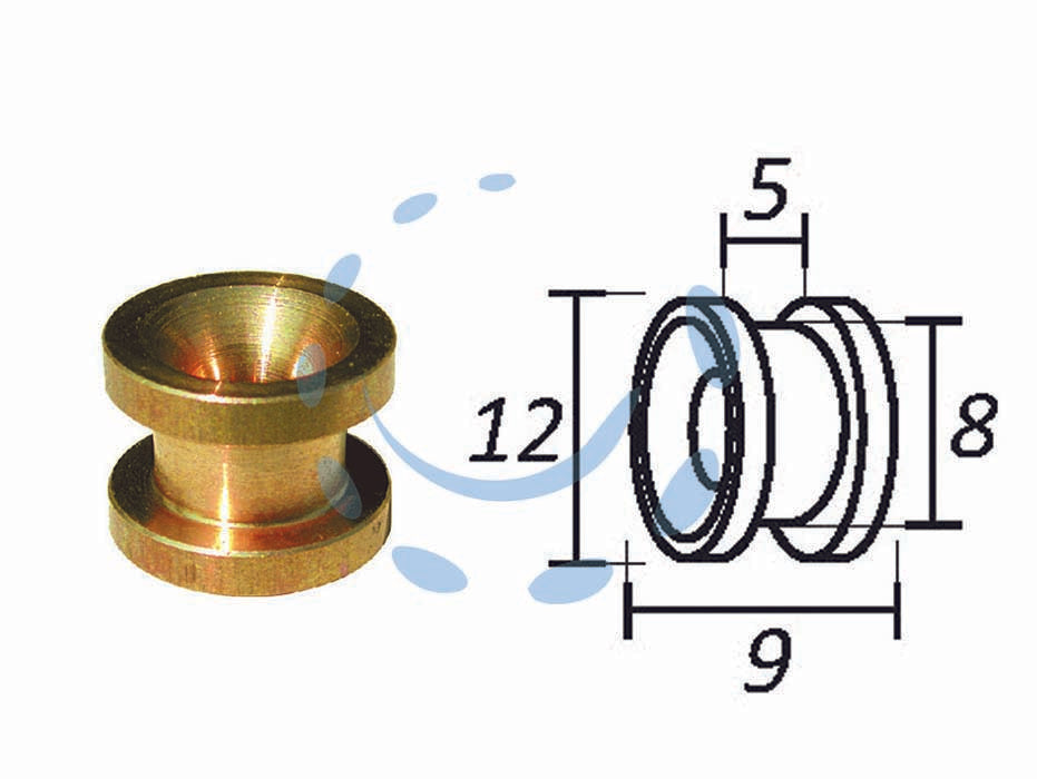 Passafilo in ottone per testine con sede - ø mm.9, ø esterno mm.12 - Nessuna Descrizione per questo prodotto