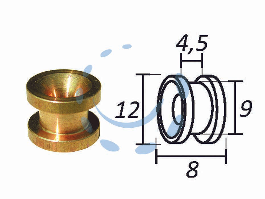Passafilo in ottone per testine con sede - ø mm.8, ø esterno mm.12 - Nessuna Descrizione per questo prodotto