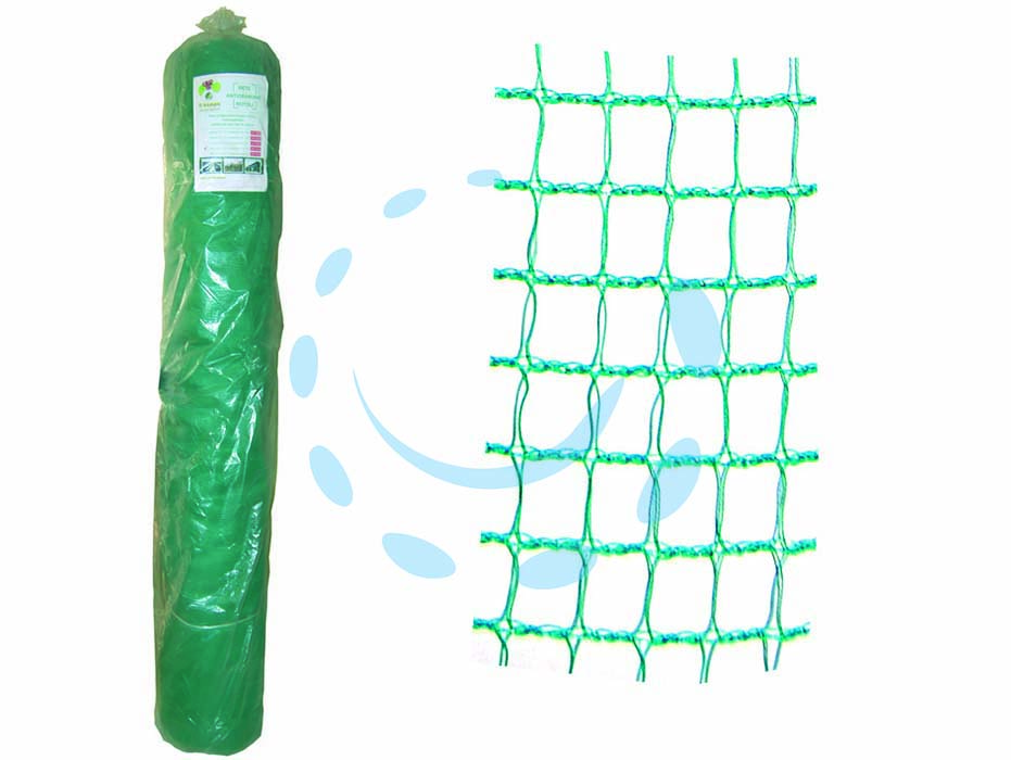 Rete antigrandine verde in rotoli - mt.100x4h. - rete a doppia trama, indemagliabile, adatta a ogni tipo di coltura, protezione anti-UV, peso gr.32/mq. circa, maglia mm.5x8 c...