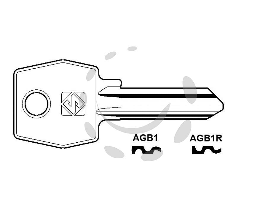 Chiavi per cilindri agb 5 spine grandi - AGB1 DX - in ottone nichelato, profilo dorsato