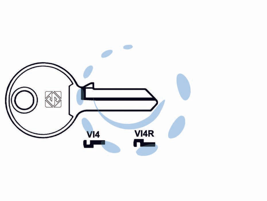 Chiavi per cilindri viro 4 spine piccole - VI4R SX - in ottone nichelato, profilo dorsato