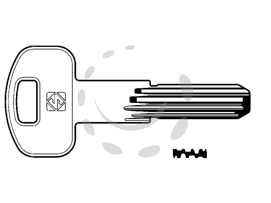 Chiavi punzonate per cilindri securemme 10 spine scm1r - SCM1R - in ottone nichelato, profilo dorsato, per cilindri di sicurezza