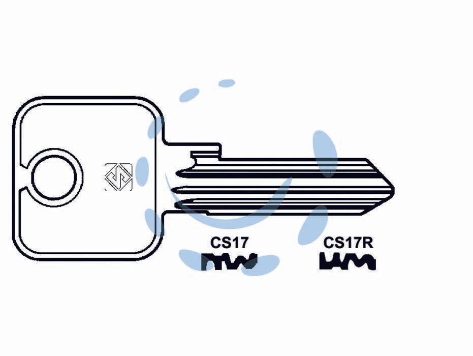 Chiavi per cilindri cisa 5 spine grandi - CS17R SX - in ottone nichelato, profilo dorsato