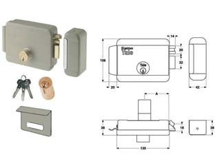 Elettroserratura per cancelli con tetto 6800 - mm.50 DX (Y68000501) - scatola e bocchetta in acciaio verniciato, alimentazione esclusivamente mediante trasformatore 15w, tensione 12v, scrocco aut...