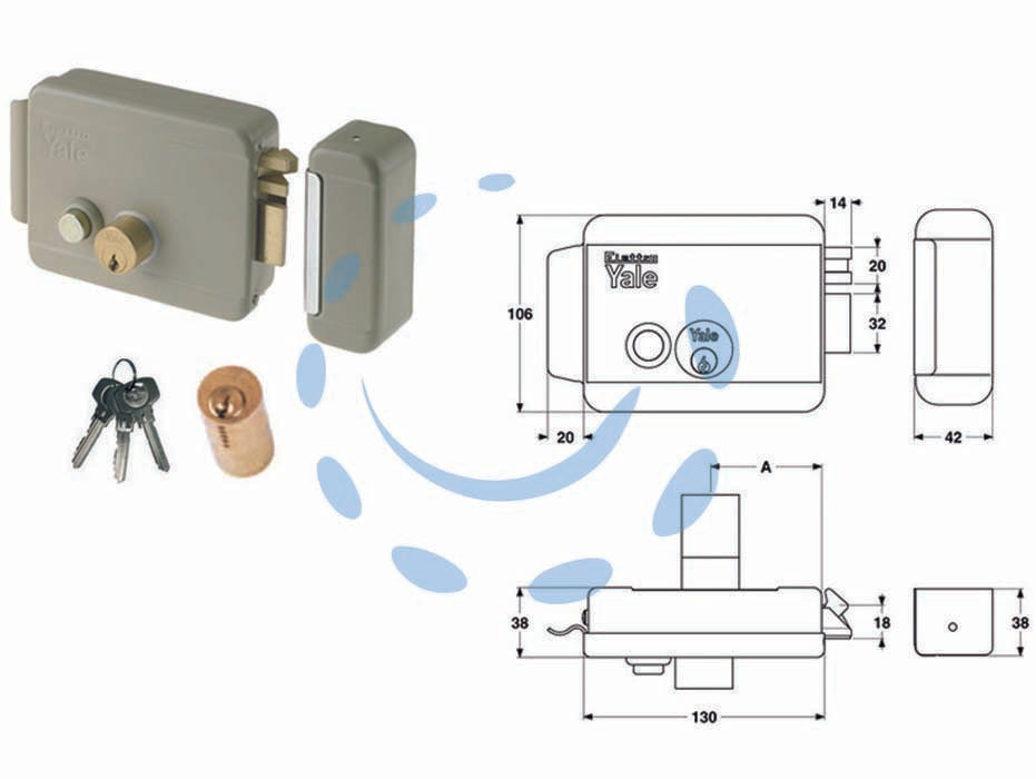 Elettroserratura per cancelli con pulsante senza tetto 6880 - mm.60 SX (Y68800602) - scatola e bocchetta in acciaio verniciato, alimentazione esclusivamente mediante trasformatore 15w, tensione 12v, scrocco aut...