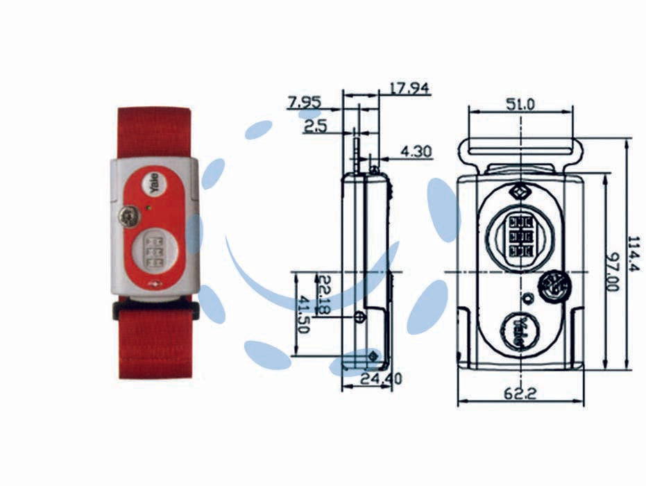 Fascia per valige con combinazione e dispositivo tsa tl1 - mm.62 rosso - fascia mt.2 (YTL1/62/4/1R) - la fascia con combinazione avvolge la valigia, resistente in polypropylene lunga mt.2 si adatta a bagagli di varie misure, me...