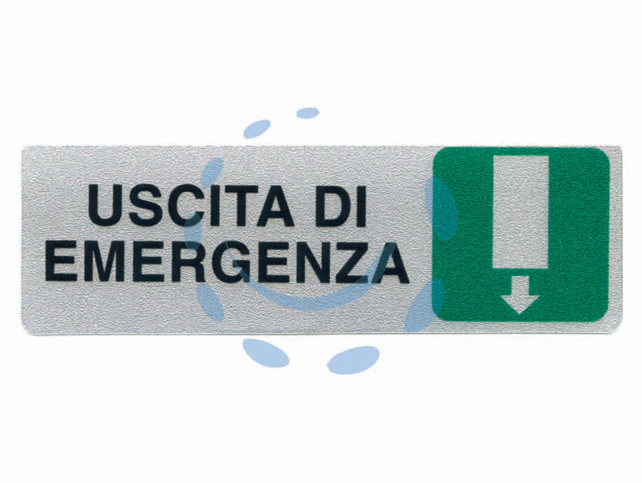 Targhetta adesiva uscita di emergenza (freccia in giu) - cm.15x5h. - in PVC