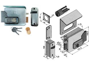 Elettroserratura per cancelli con tetto 331 - mm.50 DX (33150501) - scatola e bocchetta in acciaio zincato, tensione 12v AC, scrocco autobloccante, apertura dall’interno con chiave, cilindro fi...