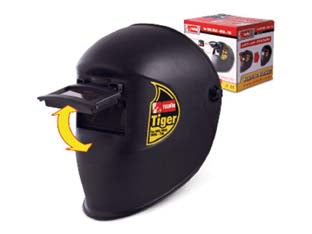 Maschera professionale tiger c/1 vetro inattinico+1 vetro trasparente - vetro 51 x 107 - maschera caschetto adatta alla saldatura MMA, MIG-MAG e TIG, nelle operazioni di saldatura è sufficiente abbassare la finestr...