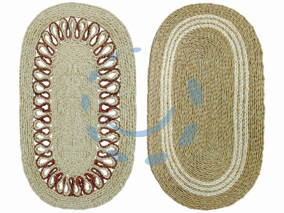 Zerbino ovale treccia in paglia - cm.45x75 spessore mm.15 - fantasie assortite