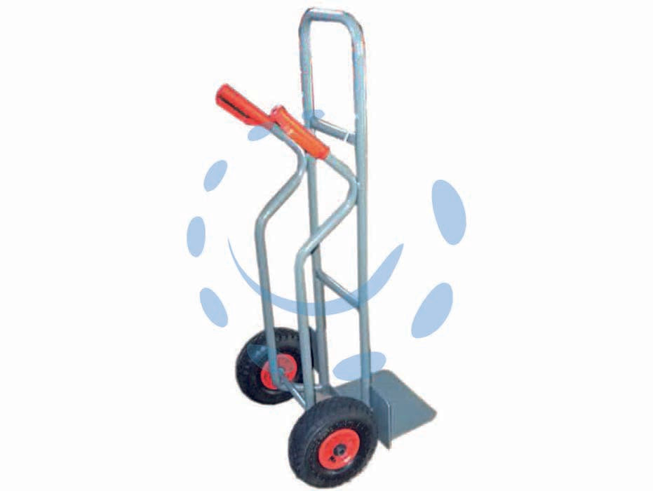 Carrello portacasse in acciaio portata max kg.200 - struttura: telaio dritto in acciaio tubolare verniciato ø mm.25 con ruote pneumatiche ø mm.260x85 foro ø mm.20, dimensioni pa...