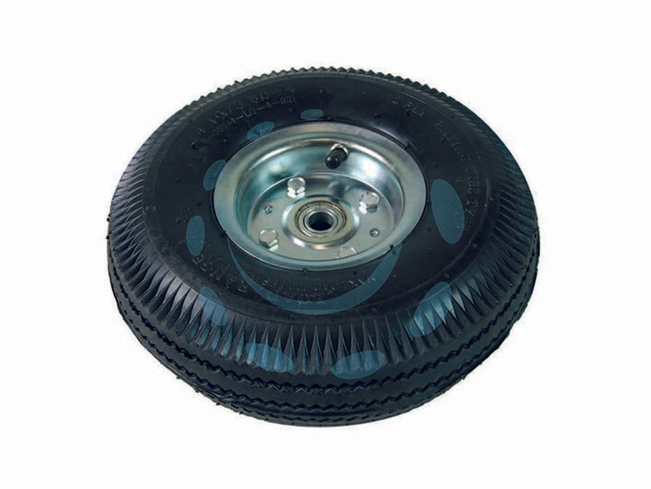 Ruota per carrello pneumatica mm.260 con cuscinetto cerchio acciaio - ø mm.260x85 foro mm.16 - cerchio in acciaio zincato, cuscinetto a sfere, (Secondo quanto disposto dal DM 182/2019 e dal DL 152/2006, si applica un eco...