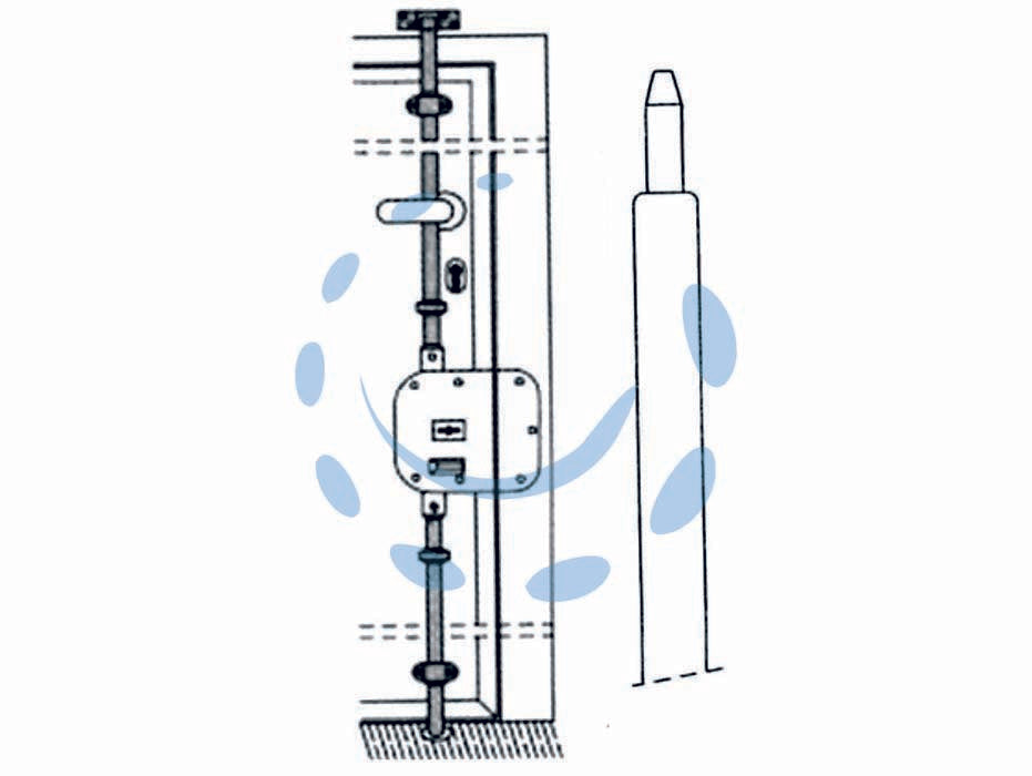 Asta telescopica diritta per serratura triplice 90-01 - ø mm.18 (90-01) - in acciaio verniciato con finale cementato, regolabile: 1 da cm.81/130, 1 da cm.94/140