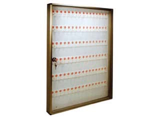 Bacheca portachiavi per interni cm.73x5x55h. - cm.73x5x55h. - dispone di 96 ganci per chiavi, cornice in alluminio anodizzato bronzo con sportello in plexiglas, dotazione 2 chiavi (BC/96)